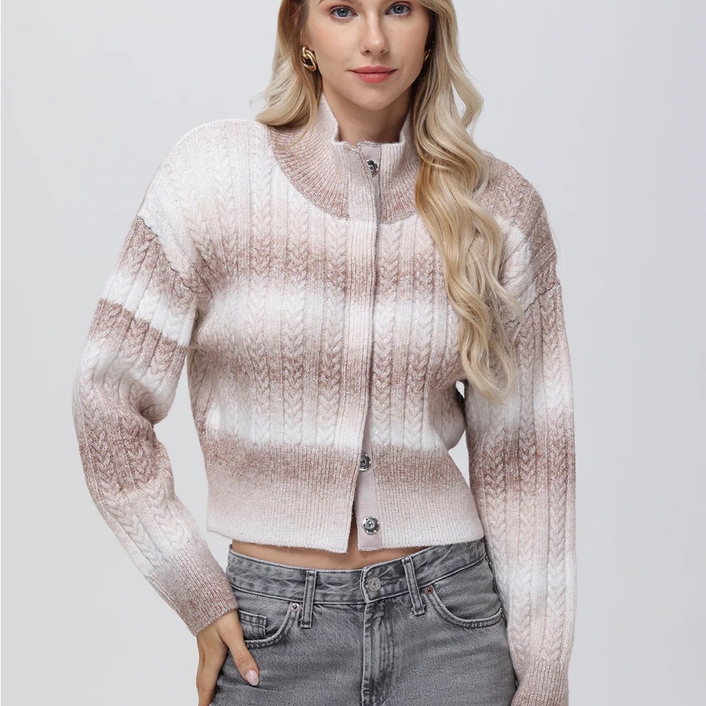 525 America Cream and Brown Cardigan
